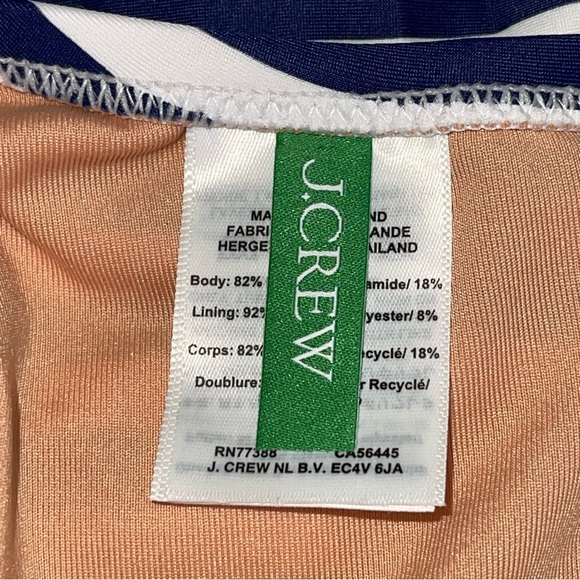 J. Crew Sleek Ruched One Shoulder Bathing Suit in Stripe 6 Dark Midnight NEW - Picture 6 of 8